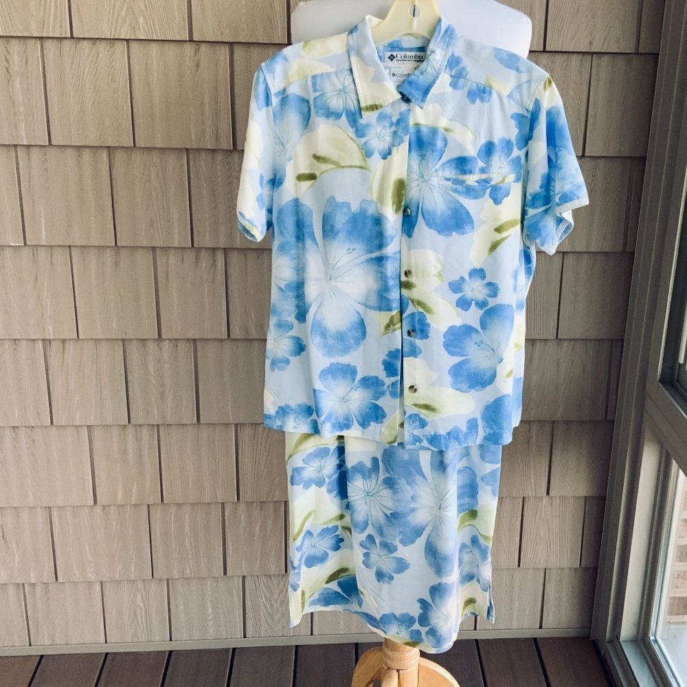 COLUMBIA SPORTSWEAR 2 PIECE DRESS SHIRT POLY BLEND OFFICE SUMMER LADIES S - Picture 13 of 14